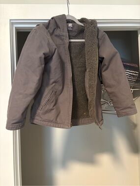Berne Large Boys' Sherpa-Lined Softstone Duck Hooded Jacket